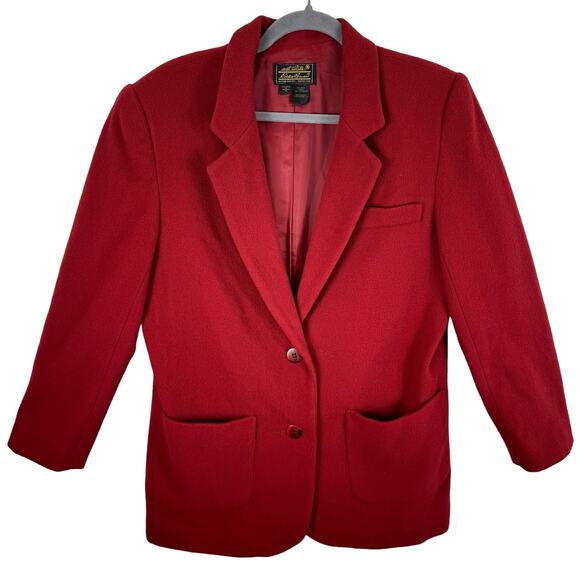 Eddie Bauer Vintage Red 100% Wool Lined Pea Coat Made In USA Women's Size M - Picture 1 of 6